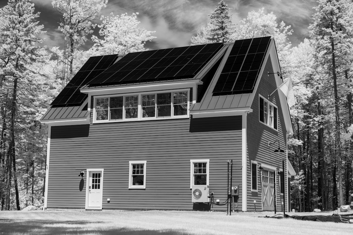 Modern home with solar panels